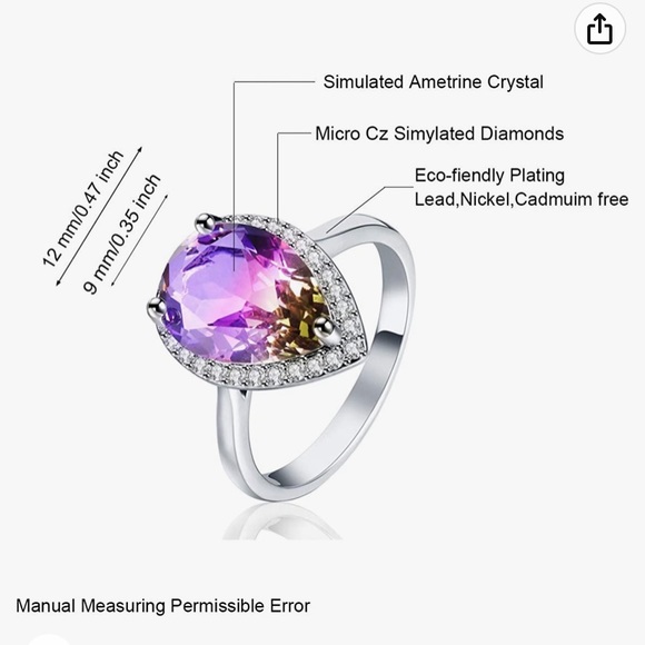 Teardrop diamond style ring - Picture 6 of 8